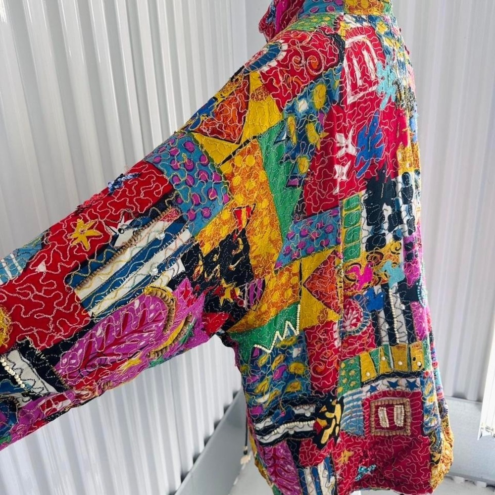 Outrageous Patchwork Multicolored Beaded Embroide… - image 5